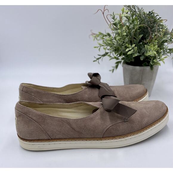 UGG Women's Tan Carilyn Demitasse Slip On Lace Up Ribbon Shoe Sz 11 S/N 1013356 - Picture 11 of 12